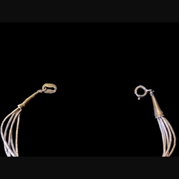 Navajo 925 Sterling Silver Liquid Silver 5 Strand Turquoise Heart Bracelet 7.25" - Picture 5 of 13